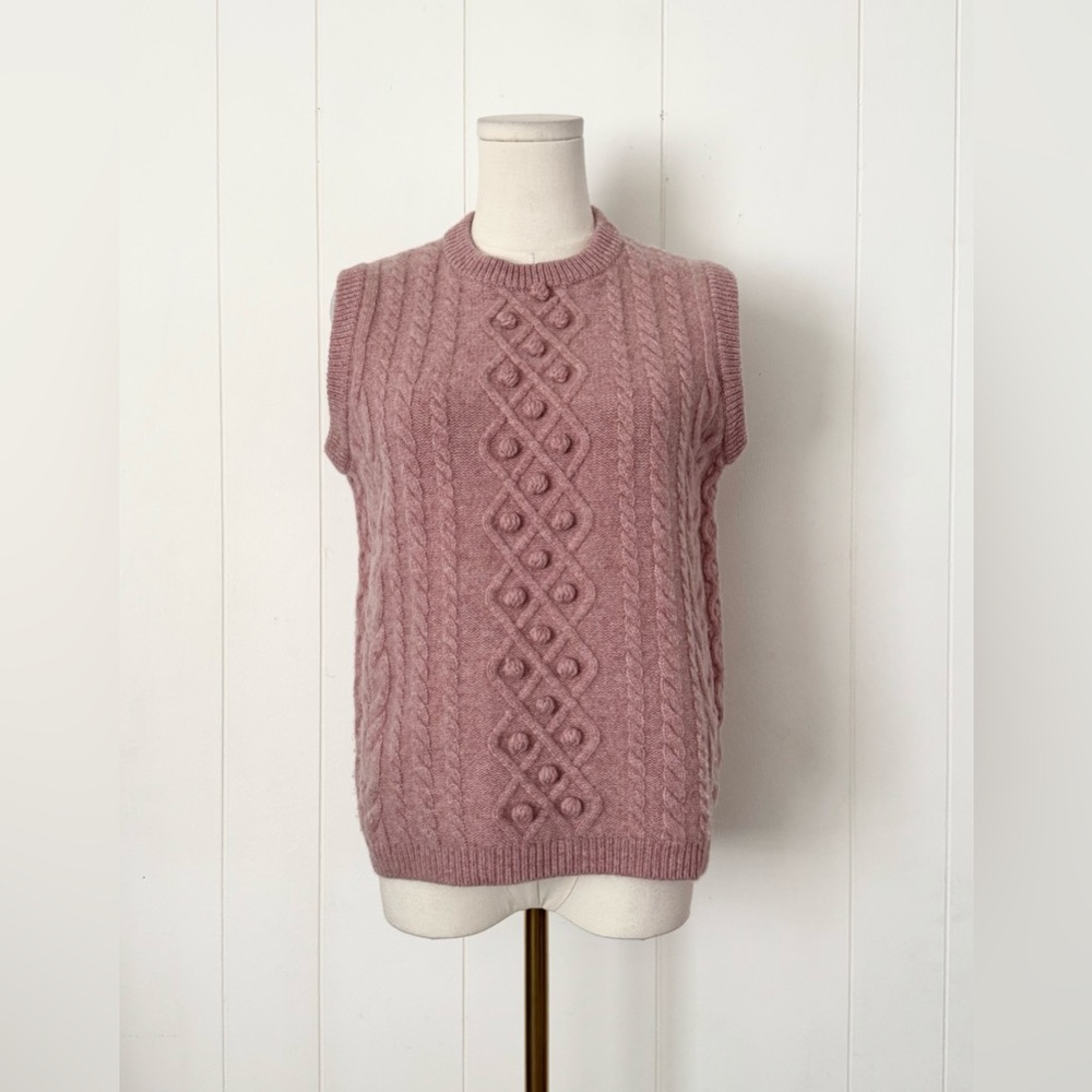 Demylee x J. Crew Cable-Knit 100% Wool Sweater Vest XS Pink LIMITED EDITION - Picture 2 of 6